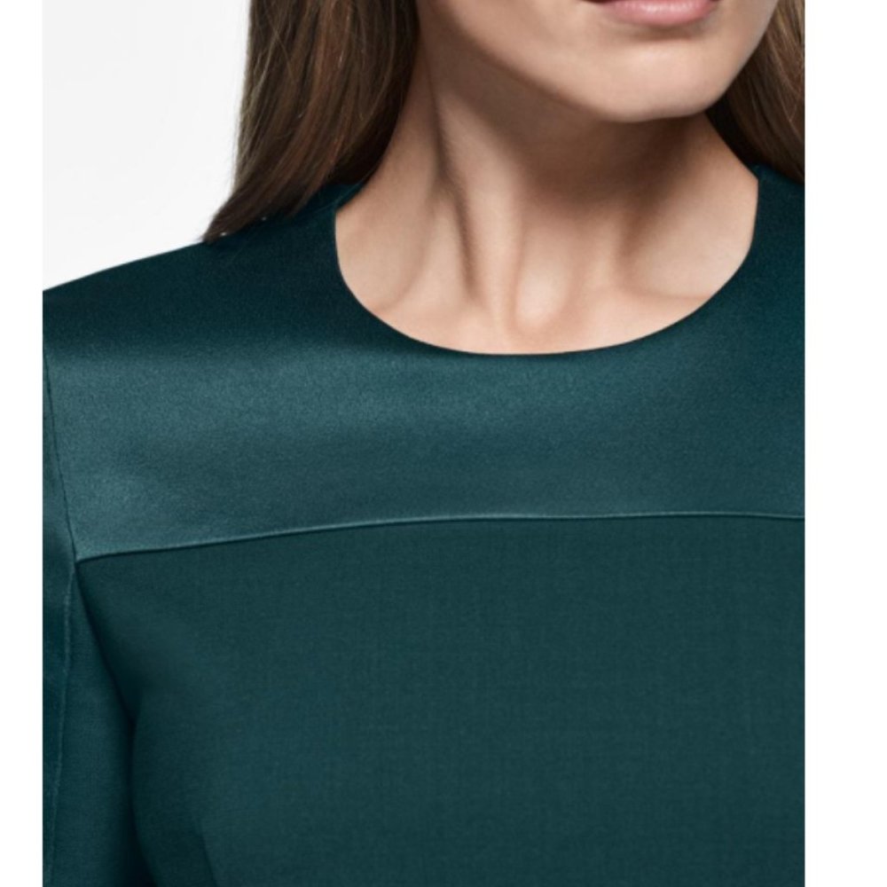 HUGO BOSS Danufa Stretch Wool Colorblock Sheath Dress In Pine Green - Picture 10 of 14